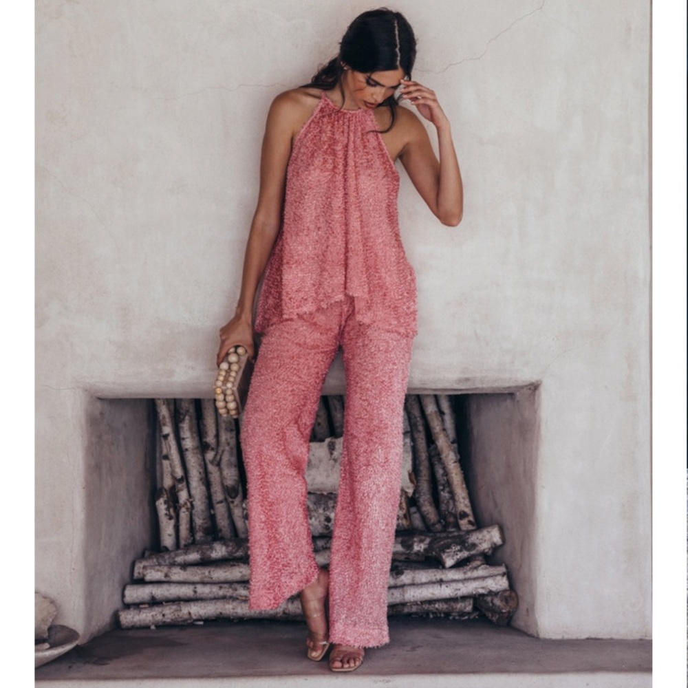 Cult Gaia Kersti Pant in Flocked Wild rose - only worn once!